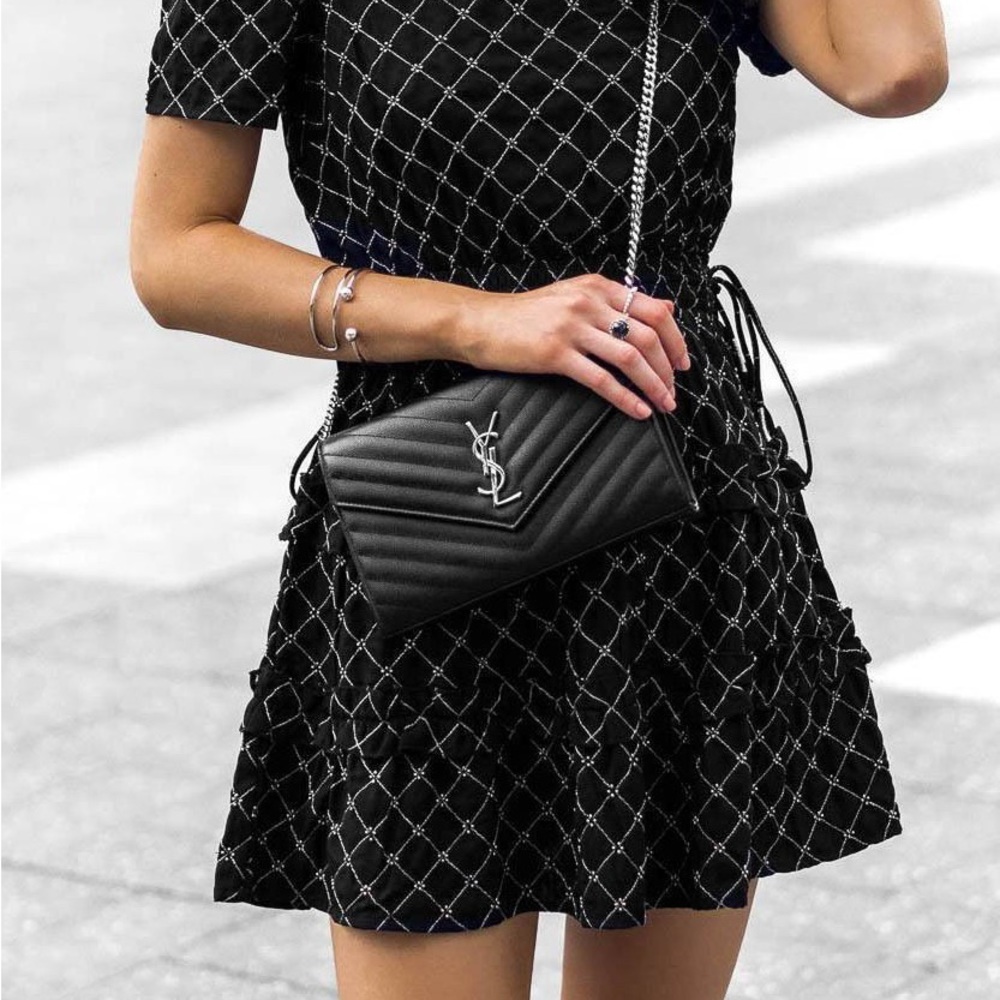 Yves Saint Laurent Black Chevron Clutch